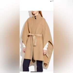 NWT Women's Coach Tan Belted Cape Coat